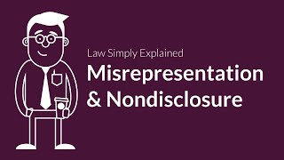 Misrepresentation and Nondisclosure  Contracts  Defenses amp Excuses [upl. by Elleinet52]