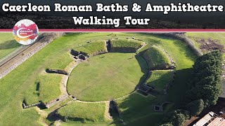 CAERLEON ROMAN BATHS amp AMPHITHEATRE WALES  Walking Tour  Pinned on Places [upl. by Atteuqaj]