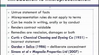 Misrepresentation Lecture 1 of 4 [upl. by Gnuoy478]